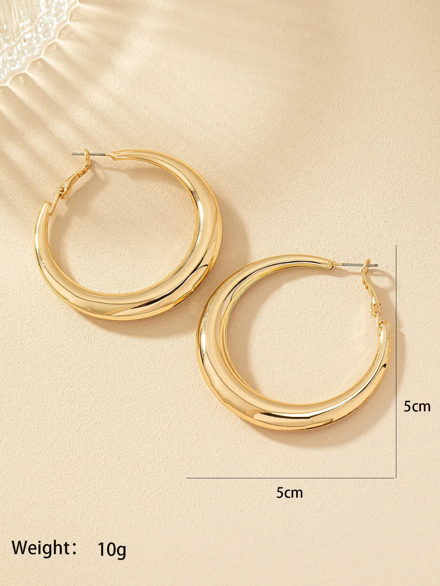 1 Pair Ig Style Simple Style Commute Round Plating Alloy Hoop Earrings