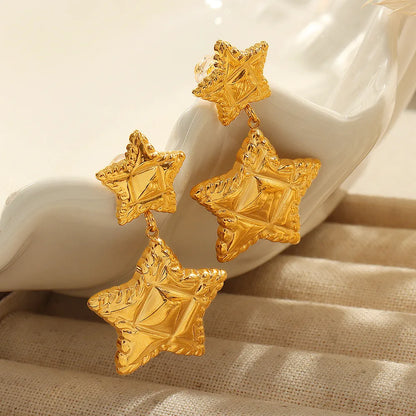 1 Pair IG Style Simple Style Commute Star Heart Shape 304 Stainless Steel 18K Gold Plated Drop Earrings