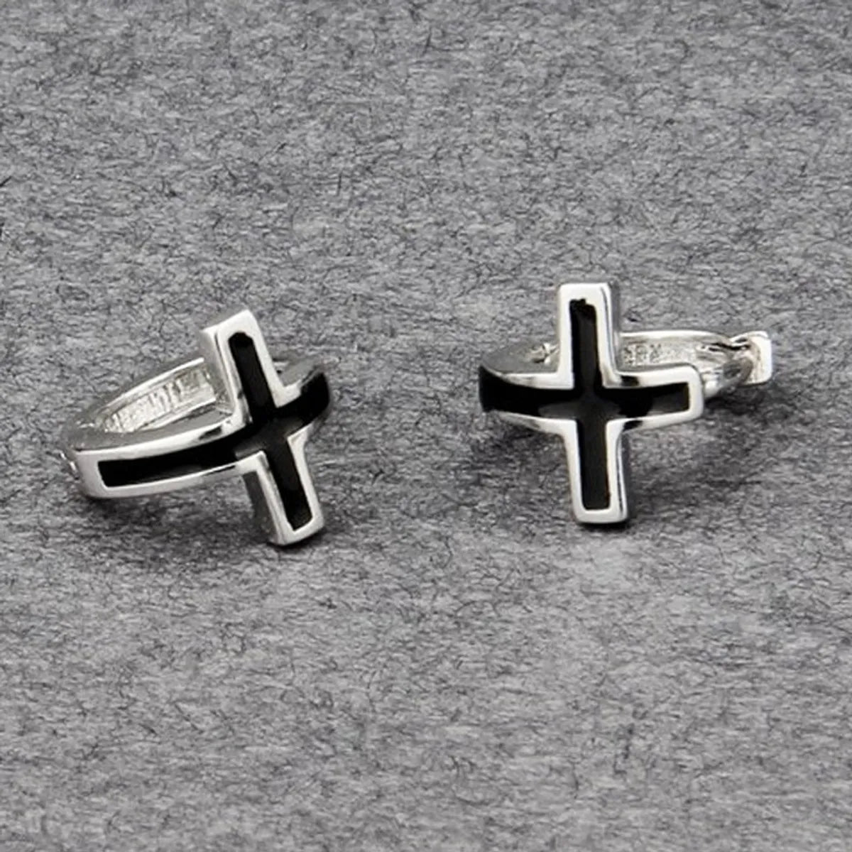 1 Pair Ig Style Simple Style Cross Epoxy Copper Earrings