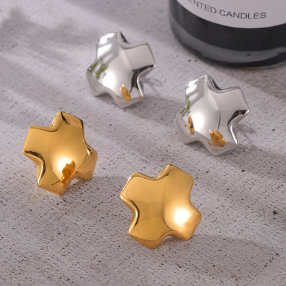 1 Pair IG Style Simple Style Cross Polishing 304 Stainless Steel 18K Gold Plated Ear Studs