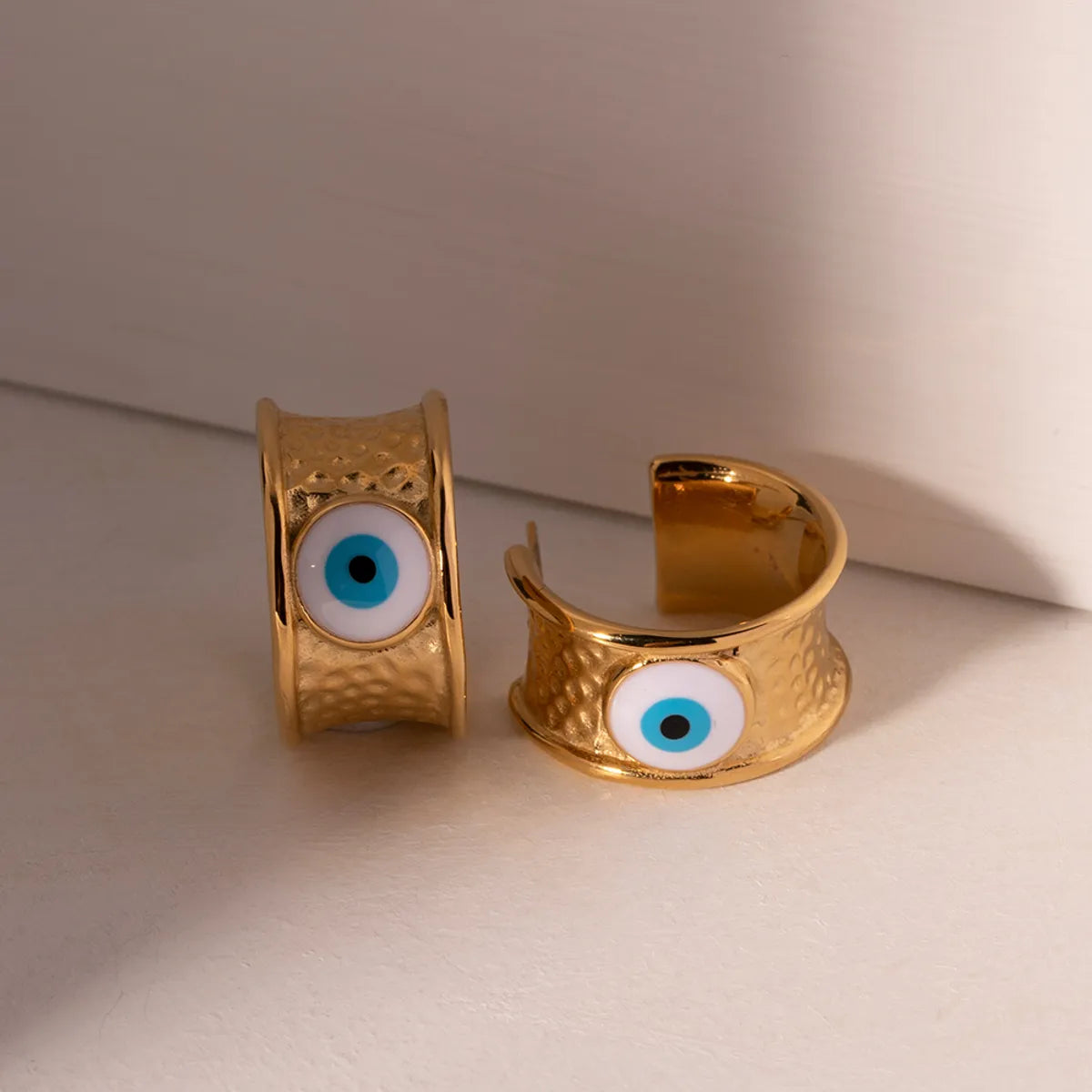 1 Pair IG Style Simple Style Devil'S Eye Enamel 304 Stainless Steel 18K Gold Plated Ear Studs