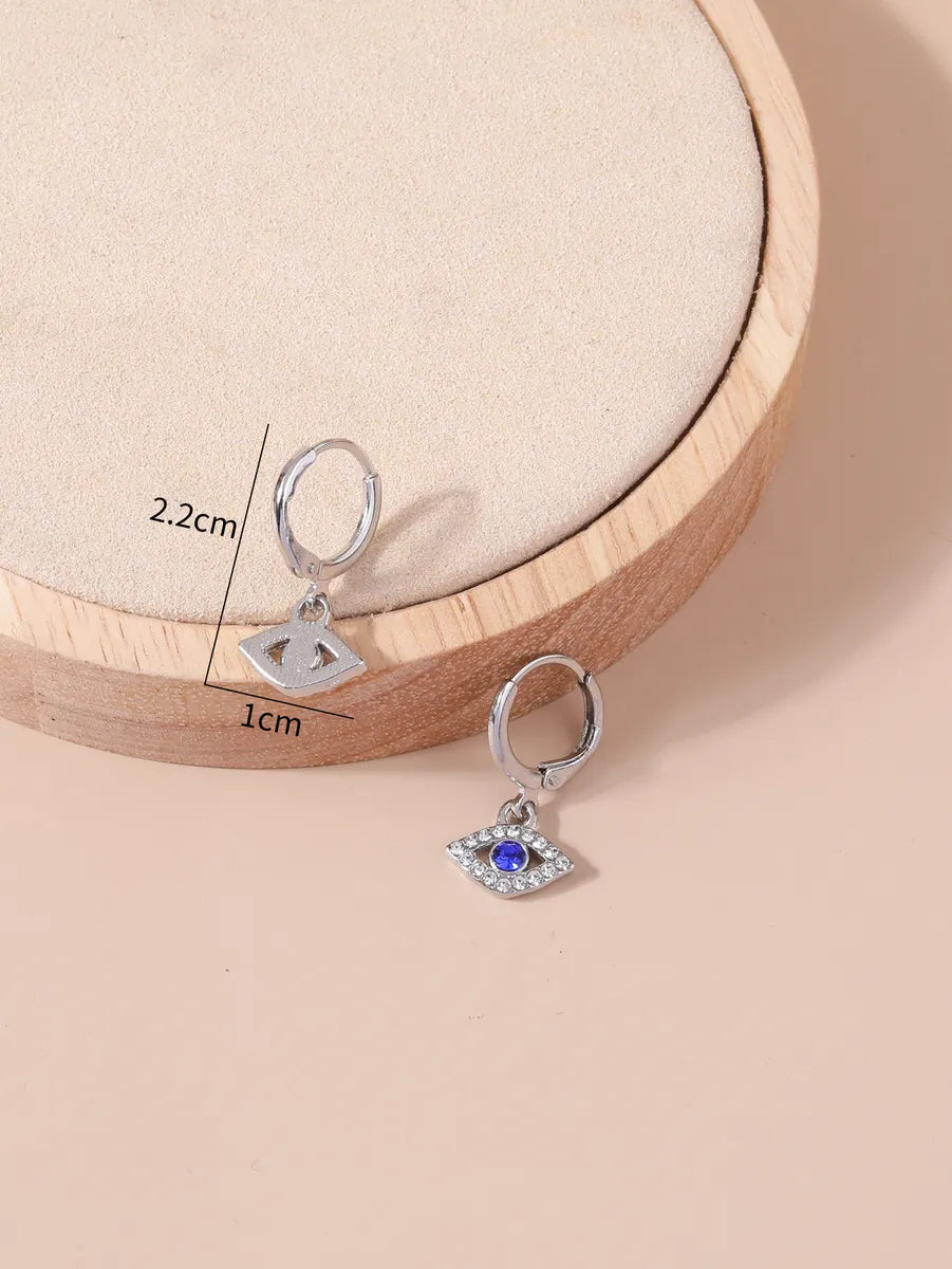 1 Pair Ig Style Simple Style Devil's Eye Hollow Out Inlay Stainless Steel Glass Drop Earrings