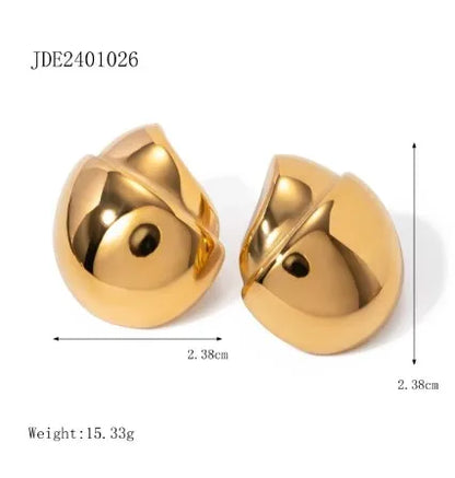 1 Pair IG Style Simple Style Filbert Solid Color 304 Stainless Steel 18K Gold Plated Ear Studs