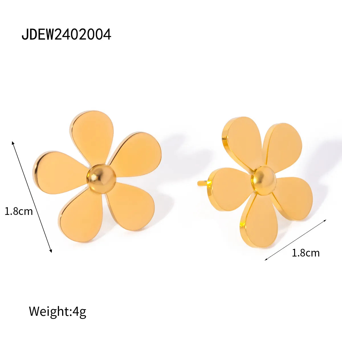 1 Pair IG Style Simple Style Flower 304 Stainless Steel 18K Gold Plated Ear Studs