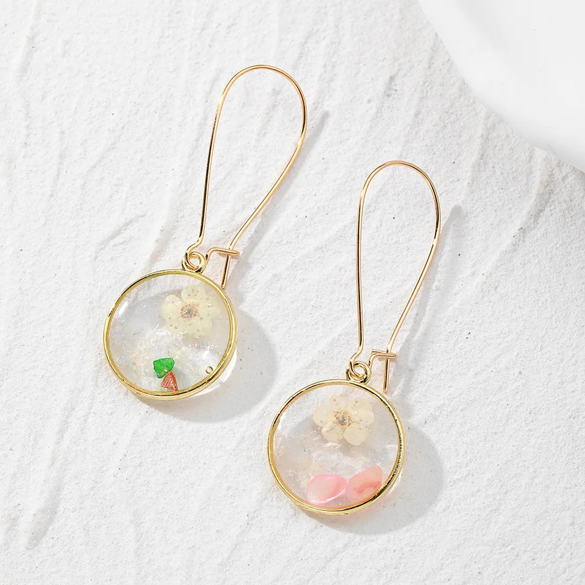 1 Pair Ig Style Simple Style Flower Epoxy Resin Drop Earrings