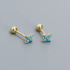 1 Pair IG Style Simple Style Flower Inlay Sterling Silver Turquoise Zircon Ear Studs