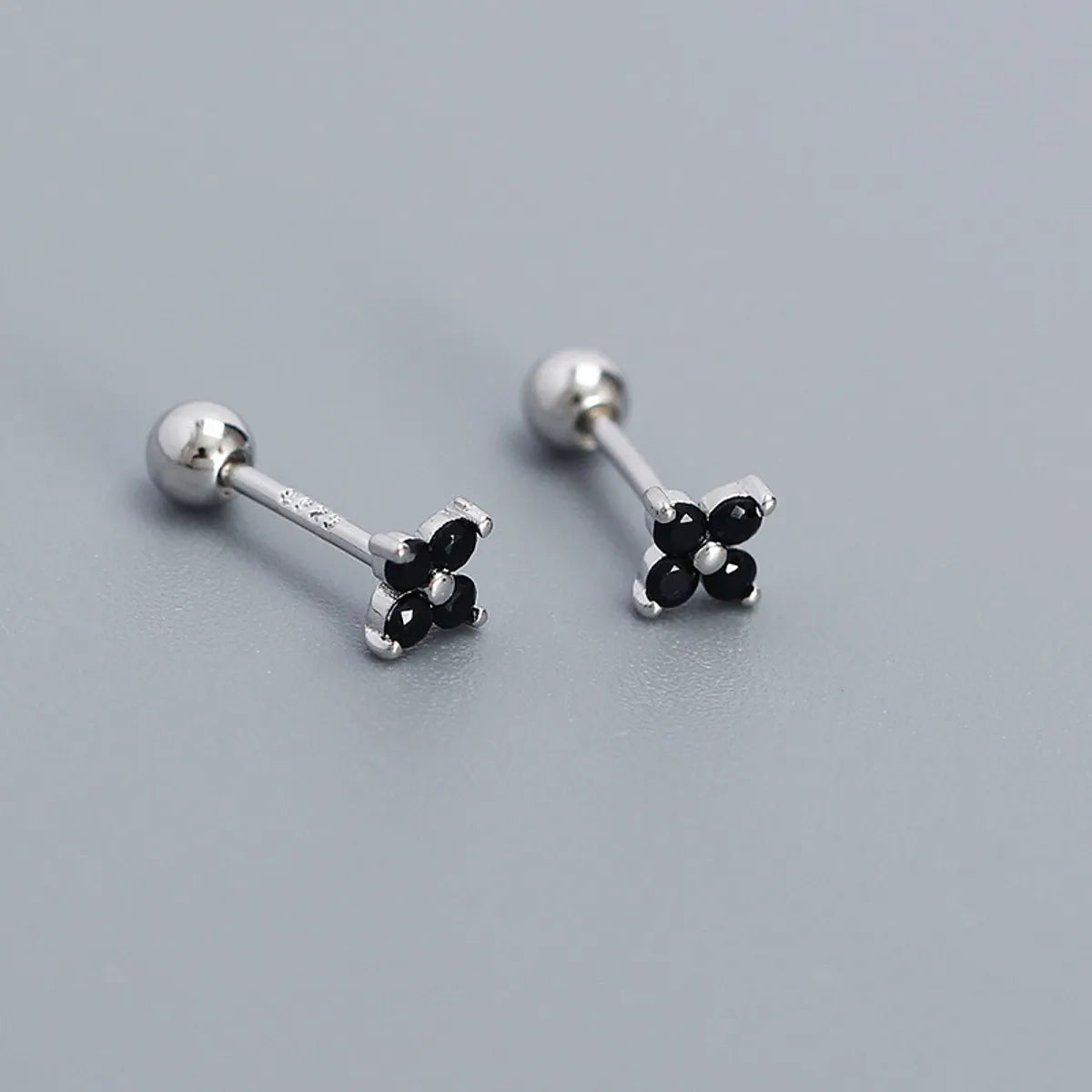 1 Pair IG Style Simple Style Flower Inlay Sterling Silver Turquoise Zircon Ear Studs