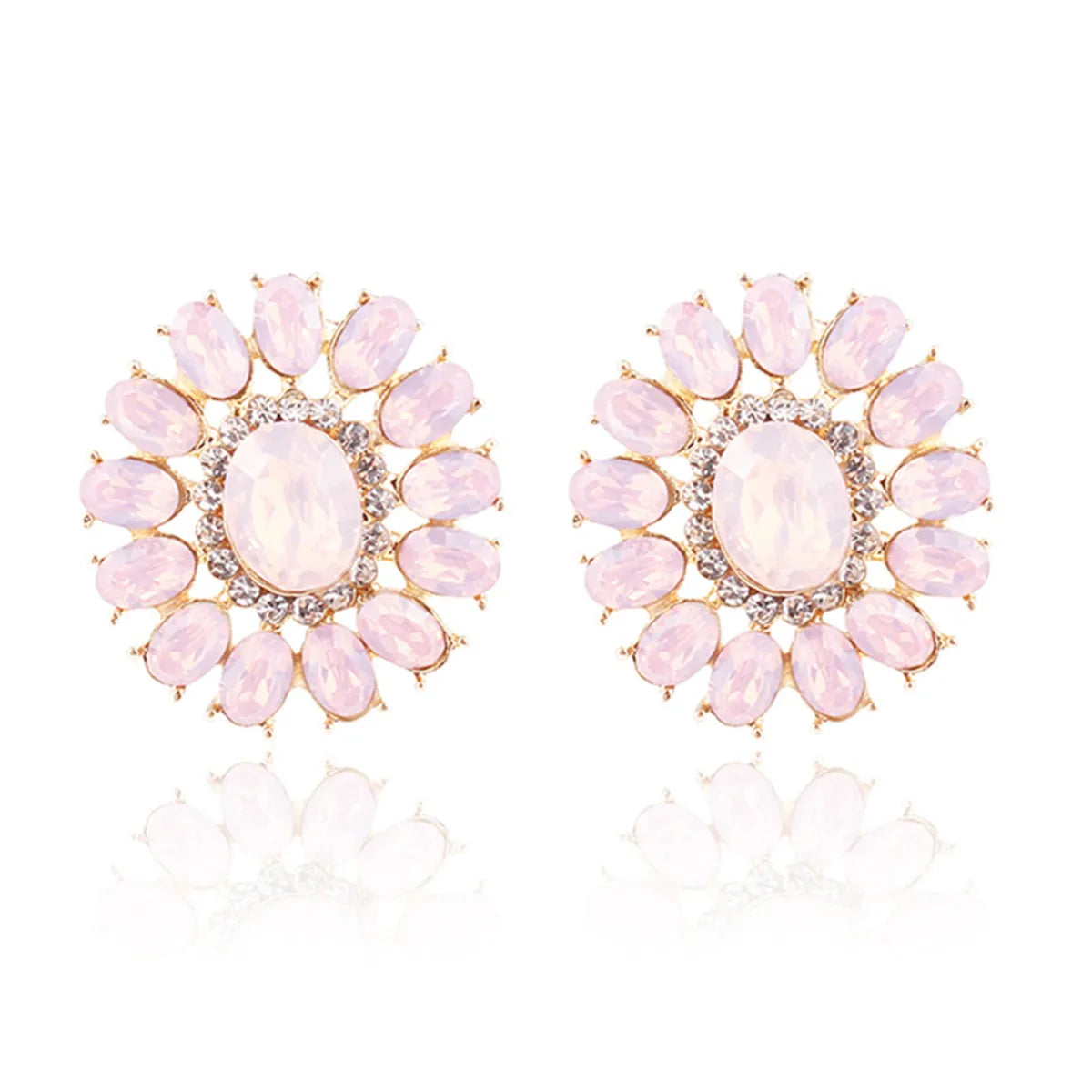 1 Pair Ig Style Simple Style Flower Plating Inlay Alloy Zircon Gold Plated Ear Studs