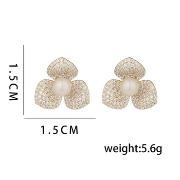 1 Pair Ig Style Simple Style Flower Plating Inlay Copper Ear Studs