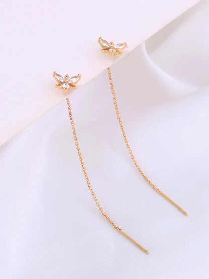 1 Pair Ig Style Simple Style Flower Plating Inlay Copper Zircon Gold Plated Ear Line