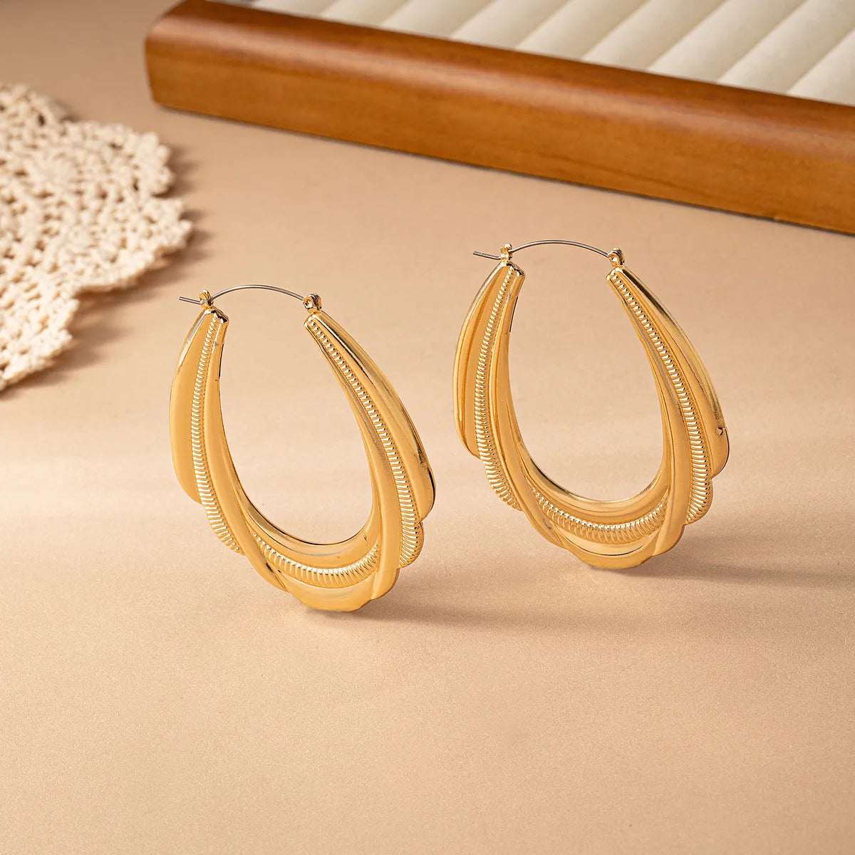 1 Pair IG Style Simple Style Geometric Alloy 14K Gold Plated Earrings