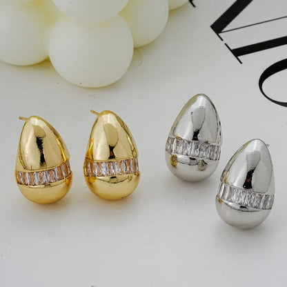 1 Pair Ig Style Simple Style Geometric Butterfly Plating Inlay Copper Zircon White Gold Plated Gold Plated Ear Studs