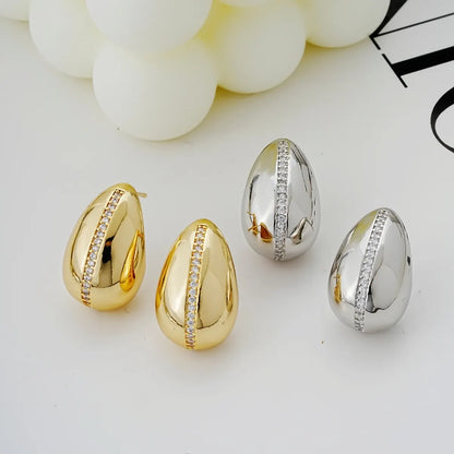 1 Pair Ig Style Simple Style Geometric Butterfly Plating Inlay Copper Zircon White Gold Plated Gold Plated Ear Studs