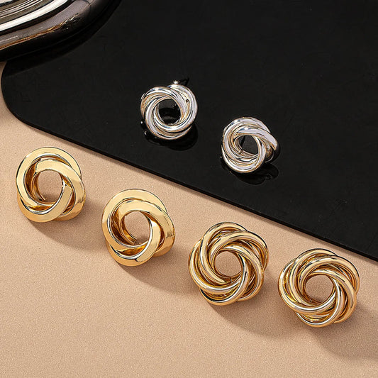 1 Pair Ig Style Simple Style Geometric Circle Plating Ferroalloy 14k Gold Plated 18k Gold Plated Ear Studs