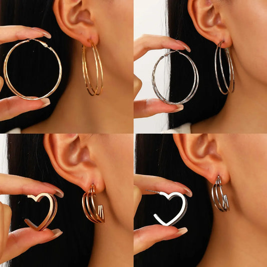 1 Pair IG Style Simple Style Geometric Heart Shape Plating Alloy Earrings