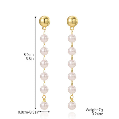 1 Pair IG Style Simple Style Geometric Imitation Pearl Drop Earrings