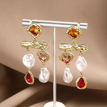 1 Pair IG Style Simple Style Geometric Imitation Pearl Drop Earrings