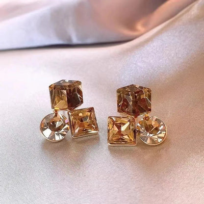 1 Pair IG Style Simple Style Geometric Inlay Alloy Gem Ear Studs