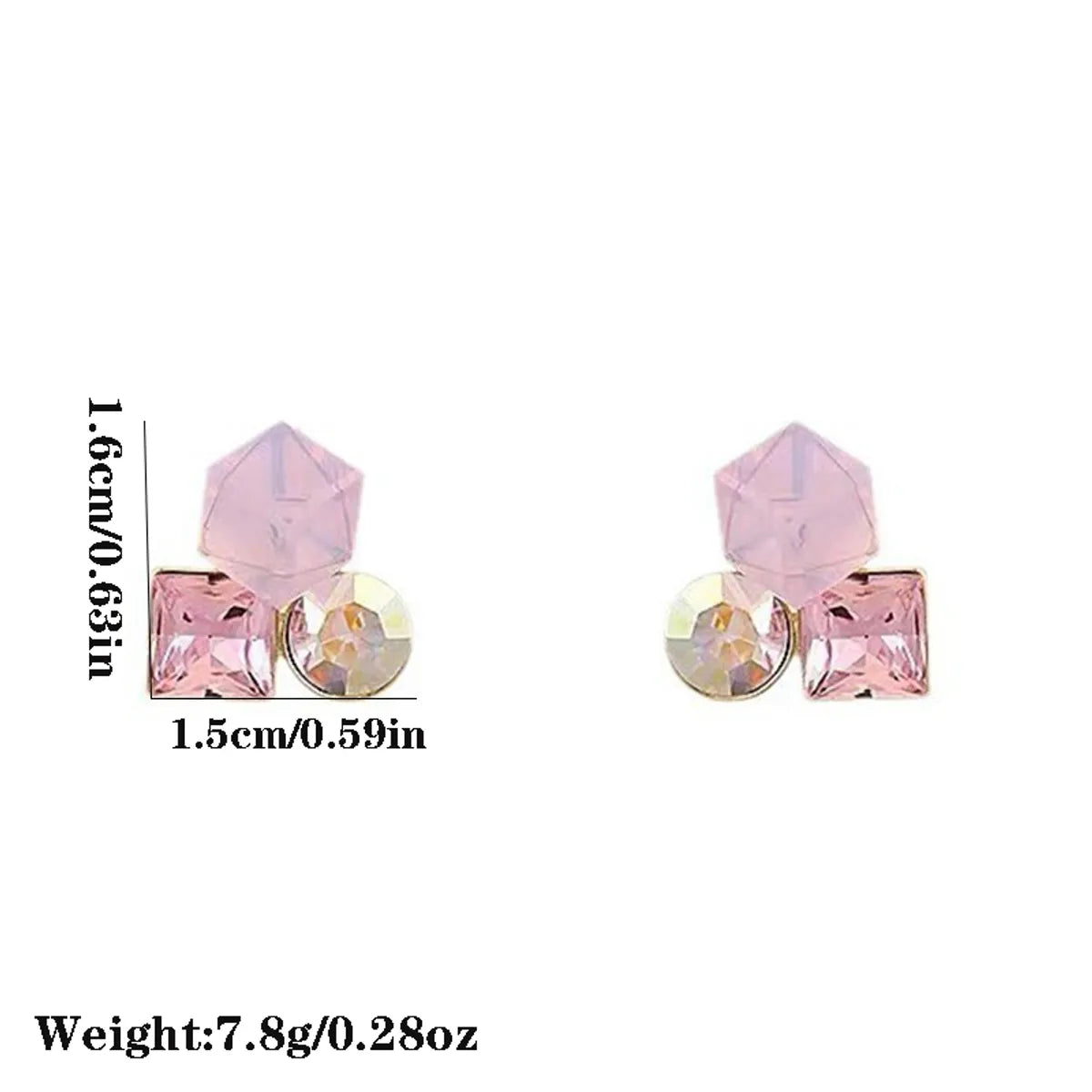 1 Pair IG Style Simple Style Geometric Inlay Alloy Gem Ear Studs