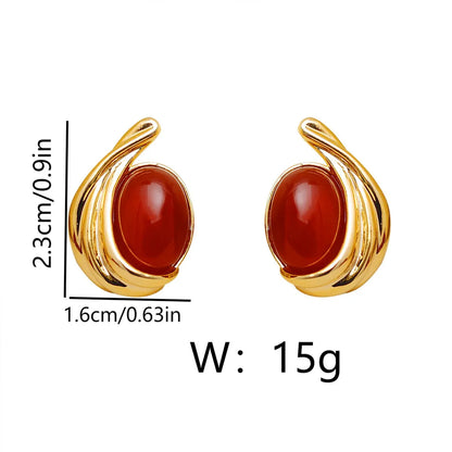 1 Pair IG Style Simple Style Geometric Inlay Copper Resin 18K Gold Plated Ear Studs