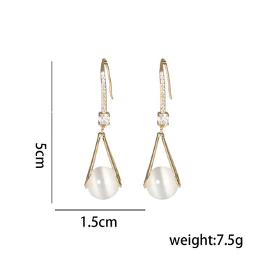 1 Pair Ig Style Simple Style Geometric Plating Inlay Copper Opal Drop Earrings