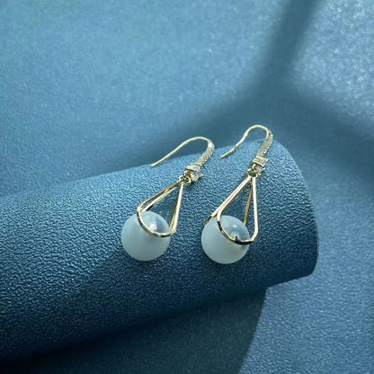 1 Pair Ig Style Simple Style Geometric Plating Inlay Copper Opal Drop Earrings