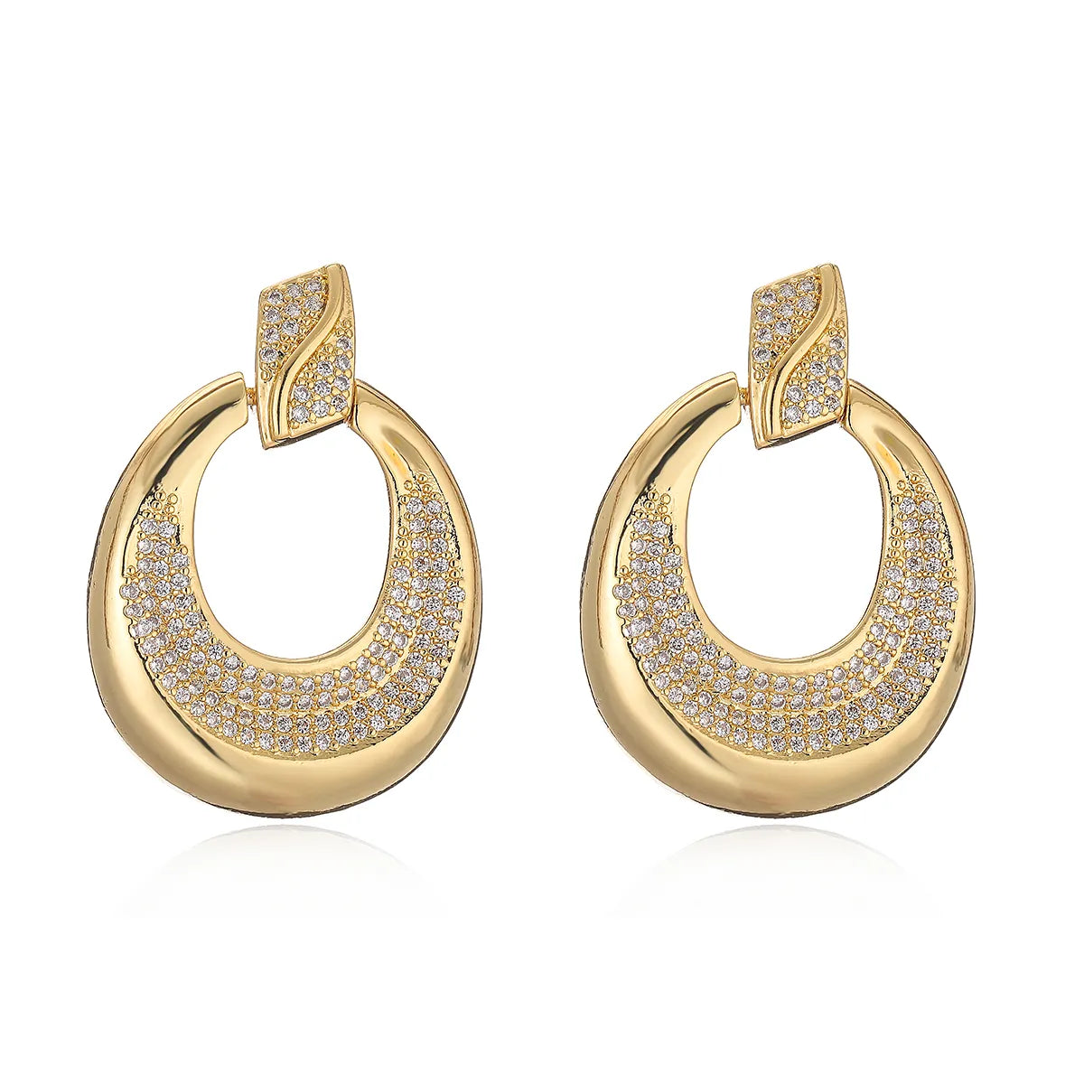 1 Pair Ig Style Simple Style Geometric Plating Inlay Copper Zircon 18k Gold Plated Drop Earrings