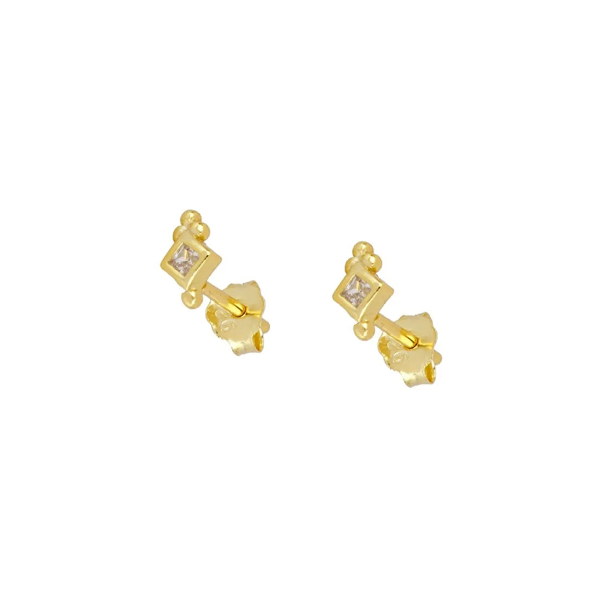 1 Pair Ig Style Simple Style Geometric Plating Inlay Copper Zircon 18k Gold Plated Earrings