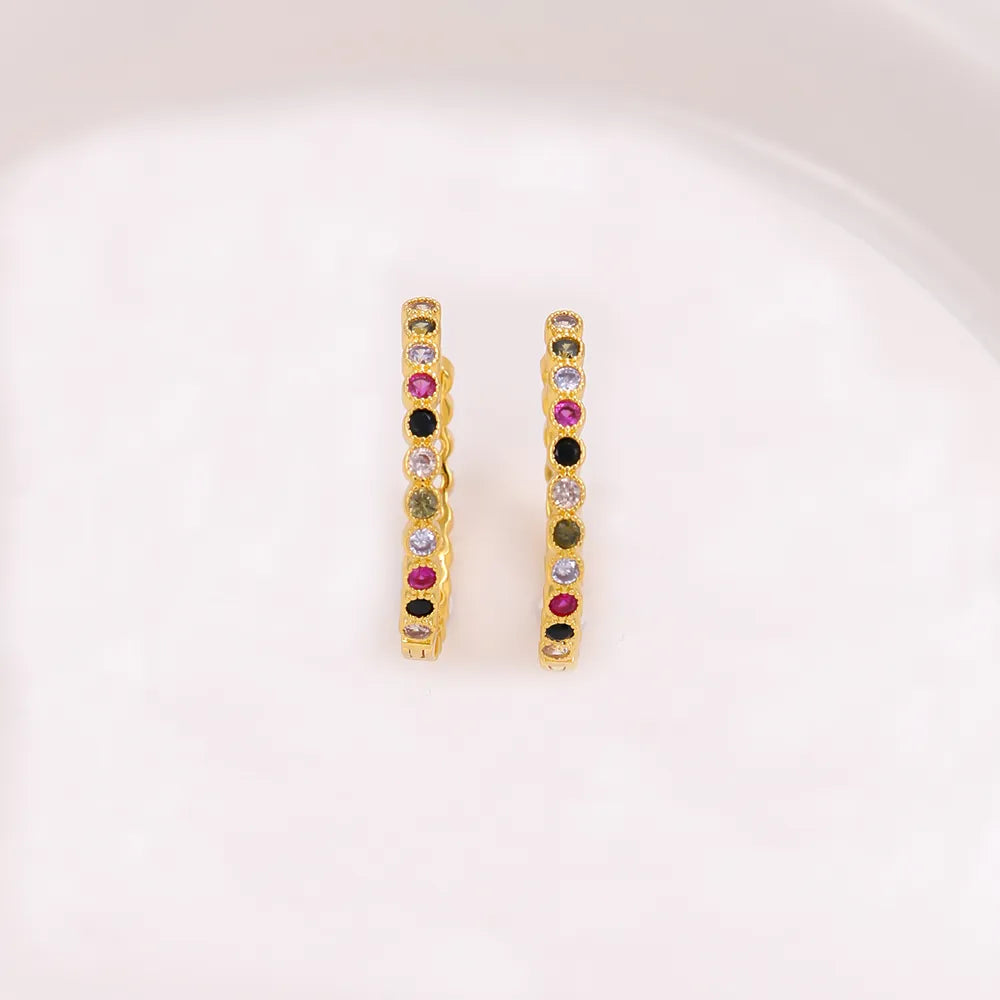 1 Pair Ig Style Simple Style Geometric Plating Inlay Copper Zircon 18k Gold Plated Earrings