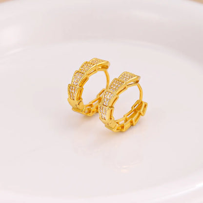 1 Pair Ig Style Simple Style Geometric Plating Inlay Copper Zircon 18k Gold Plated Earrings