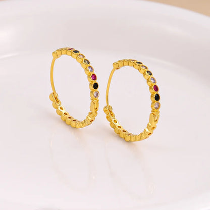 1 Pair Ig Style Simple Style Geometric Plating Inlay Copper Zircon 18k Gold Plated Earrings