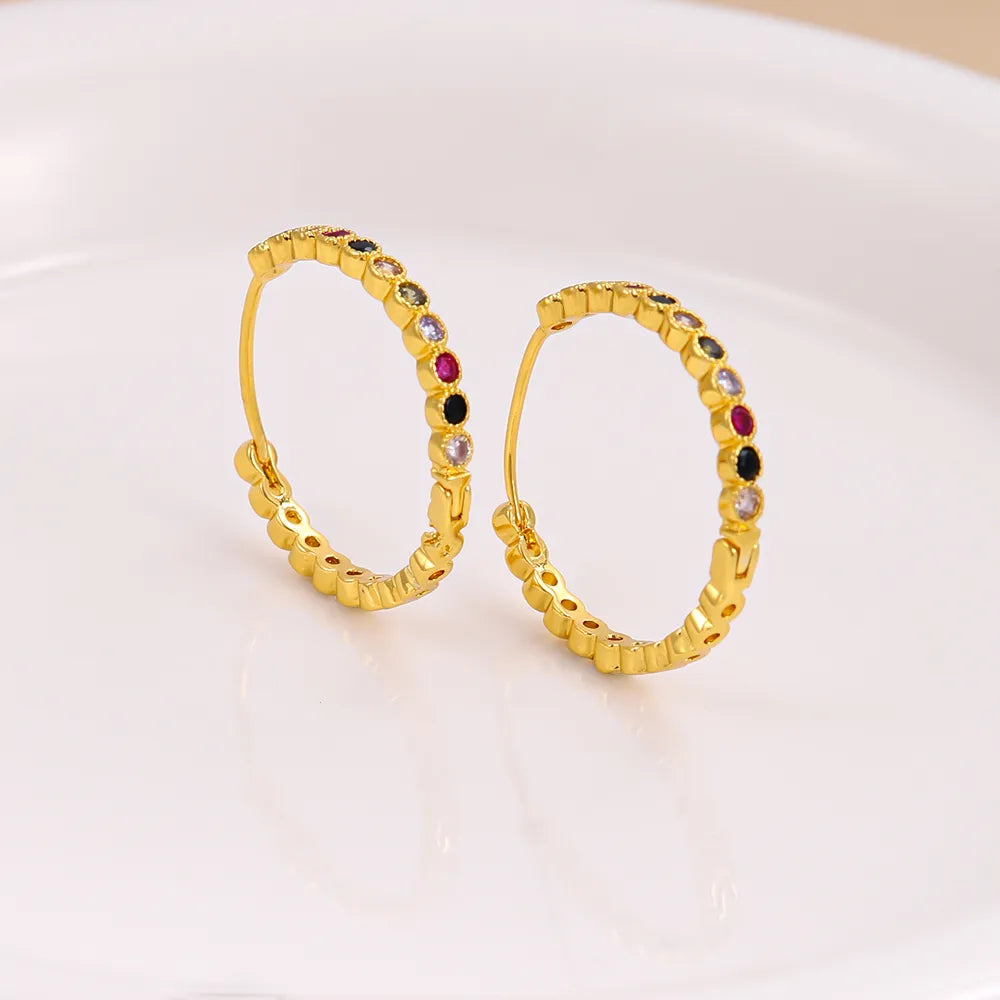 1 Pair Ig Style Simple Style Geometric Plating Inlay Copper Zircon 18k Gold Plated Earrings