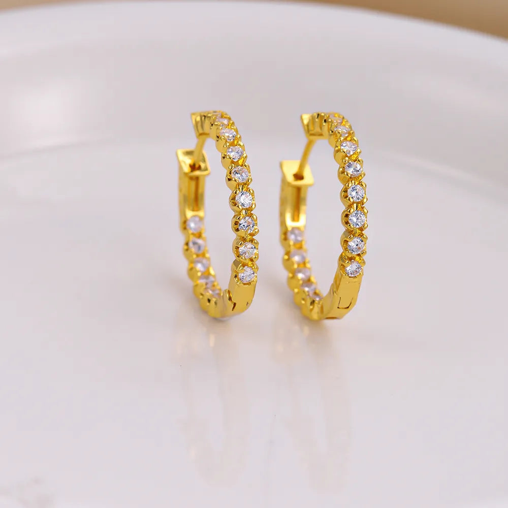 1 Pair Ig Style Simple Style Geometric Plating Inlay Copper Zircon 18k Gold Plated Earrings