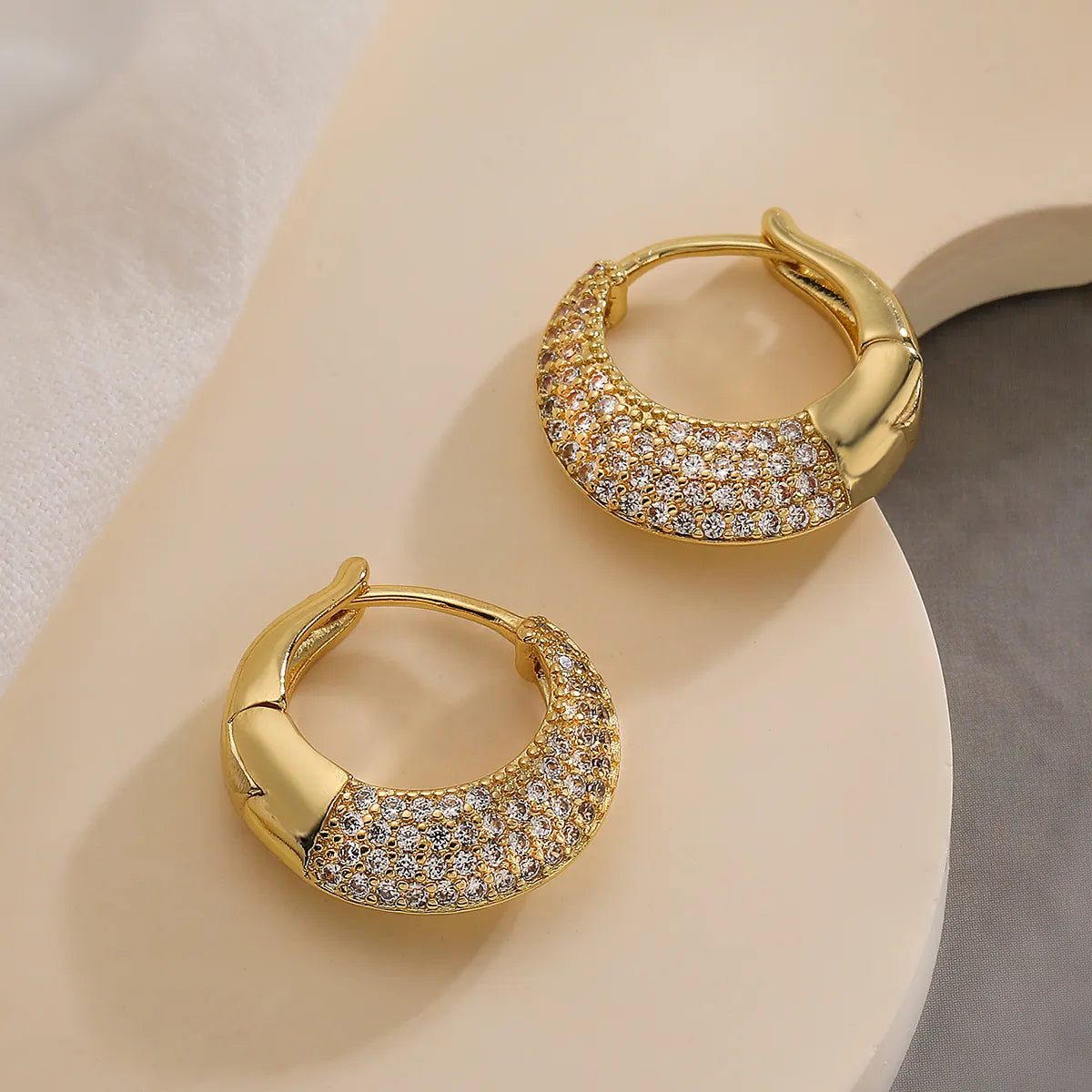 1 Pair Ig Style Simple Style Geometric Plating Inlay Copper Zircon 18k Gold Plated Earrings