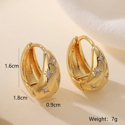 1 Pair Ig Style Simple Style Geometric Plating Inlay Copper Zircon 18k Gold Plated Earrings