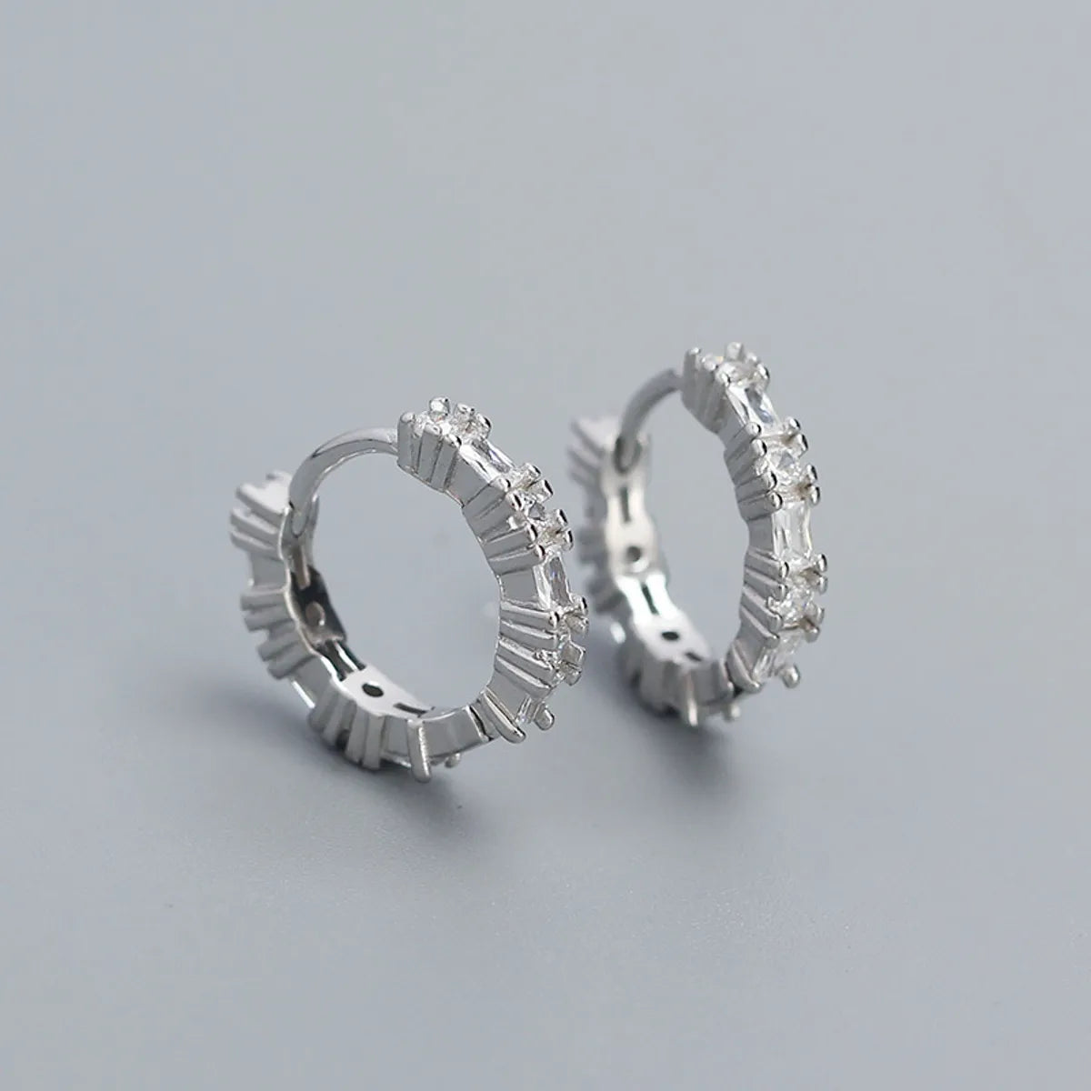 1 Pair IG Style Simple Style Geometric Plating Inlay Sterling Silver Zircon Earrings