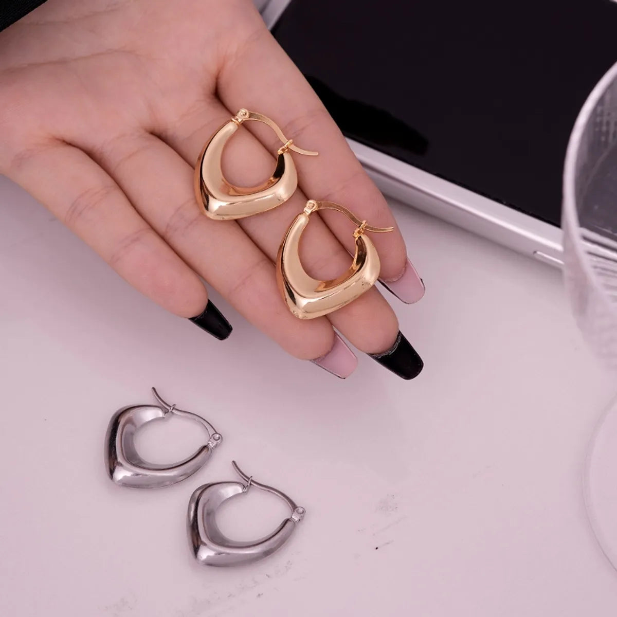 1 Pair IG Style Simple Style Geometric Plating 304 Stainless Steel Gold Plated Silver Plated Earrings