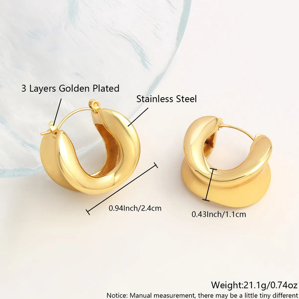 1 Pair IG Style Simple Style Geometric Solid Color 304 Stainless Steel 18K Gold Plated Gold Plated Earrings