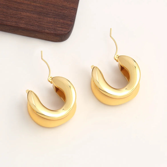1 Pair IG Style Simple Style Geometric Solid Color 304 Stainless Steel 18K Gold Plated Gold Plated Earrings