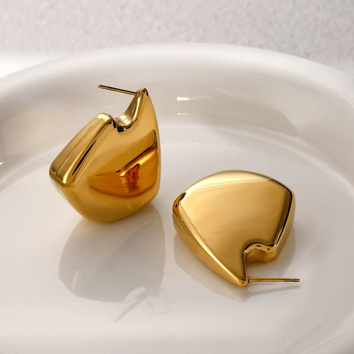 1 Pair IG Style Simple Style Geometric Solid Color 316 Stainless Steel  18K Gold Plated Ear Studs