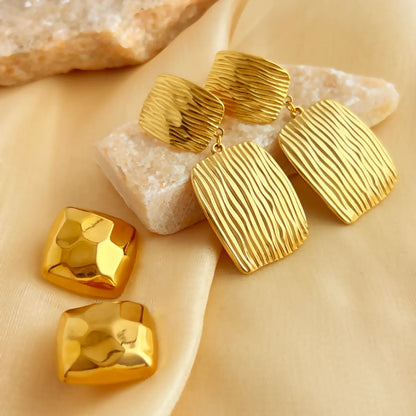 1 Pair IG Style Simple Style Geometric Solid Color Plating 304 Stainless Steel 18K Gold Plated Drop Earrings Ear Studs