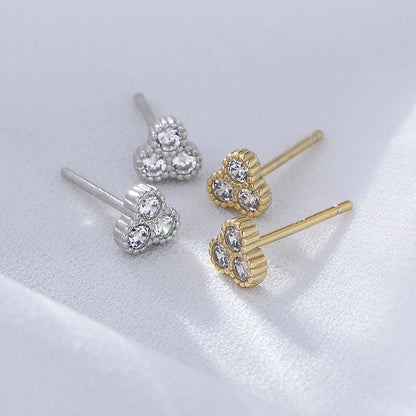 1 Pair Ig Style Simple Style Geometric Solid Color Plating Inlay Sterling Silver Zircon 14k Gold Plated Rhodium Plated Ear Studs