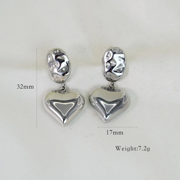 1 Pair IG Style Simple Style Heart Shape 304 Stainless Steel 14K Gold Plated Drop Earrings