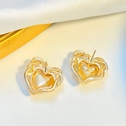 1 Pair Ig Style Simple Style Heart Shape Alloy Ear Studs