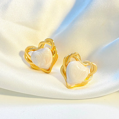 1 Pair Ig Style Simple Style Heart Shape Alloy Ear Studs