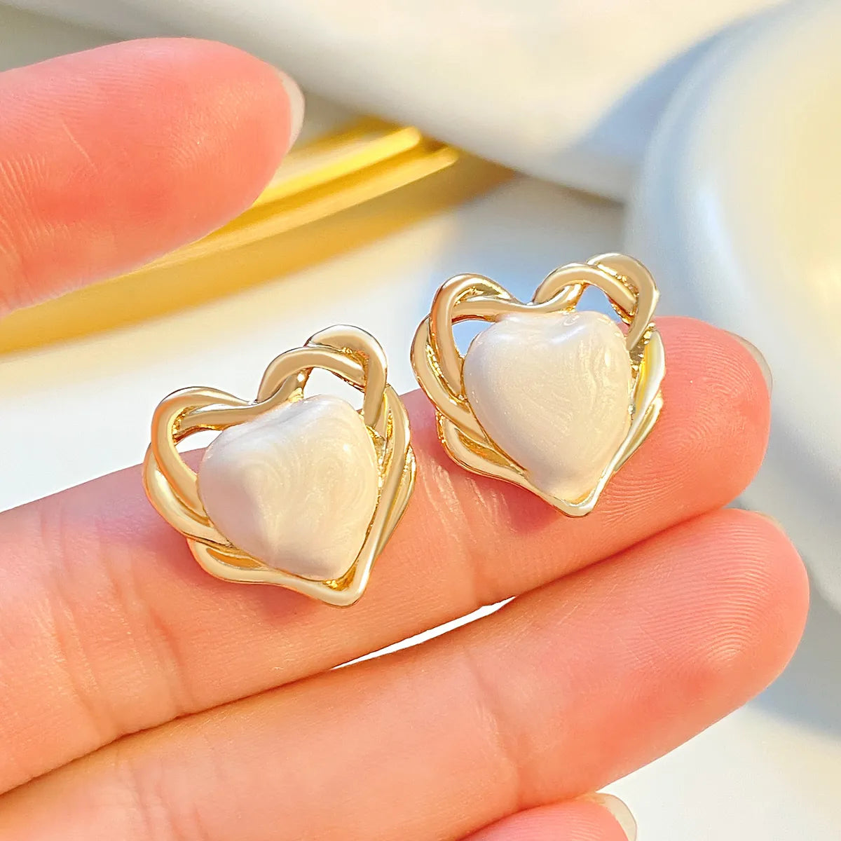 1 Pair Ig Style Simple Style Heart Shape Alloy Ear Studs