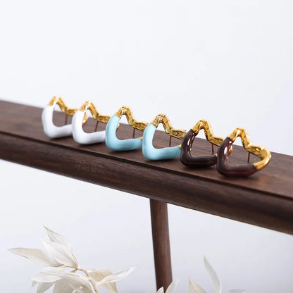 1 Pair IG Style Simple Style Heart Shape Enamel Plating Hollow Out Titanium Steel 18K Gold Plated Ear Studs