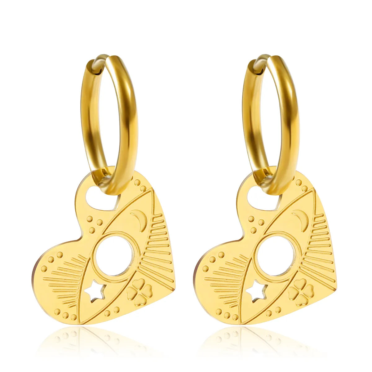 1 Pair IG Style Simple Style Heart Shape Hollow Out 304 Stainless Steel 18K Gold Plated Drop Earrings