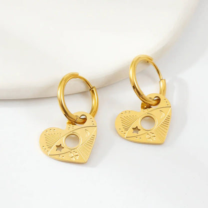 1 Pair IG Style Simple Style Heart Shape Hollow Out 304 Stainless Steel 18K Gold Plated Drop Earrings