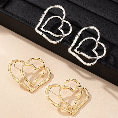 1 Pair IG Style Simple Style Heart Shape Hollow Out Zinc Alloy Ear Studs